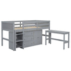 Lit mezzanine bas pour jumeaux avec bureau coulissant