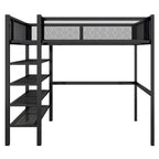 Lit mezzanine double avec quatre étagères