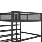 Lit mezzanine double avec quatre étagères
