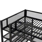 Lit mezzanine double avec quatre étagères