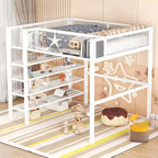 Lit mezzanine double avec quatre étagères