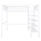 Lit mezzanine double avec quatre étagères