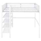 Lit mezzanine double avec quatre étagères