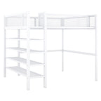Lit mezzanine double avec quatre étagères