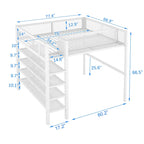 Lit mezzanine double avec quatre étagères
