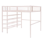 Lit mezzanine double avec quatre étagères