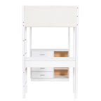 Lit mezzanine en bois, format simple, avec rangement et bureau convertible