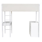 Lit mezzanine en bois, format simple, avec rangement et bureau convertible