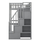 Lit mezzanine une place avec bibliothèque, tiroirs, bureau et armoire