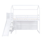Lit mezzanine cabane en bois de taille double avec toboggan