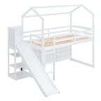 Lit mezzanine cabane en bois de taille double avec toboggan