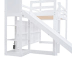 Lit mezzanine cabane en bois de taille double avec toboggan