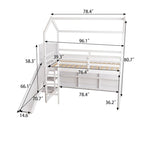 Lit mezzanine cabane en bois de taille double avec toboggan