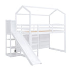 Lit mezzanine cabane en bois de taille double avec toboggan
