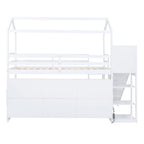 Lit mezzanine cabane en bois de taille double avec toboggan