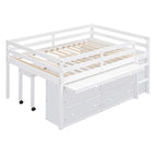 Lit mezzanine avec bureau rétractable et 4 tiroirs