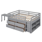 Lit mezzanine avec bureau rétractable et 4 tiroirs