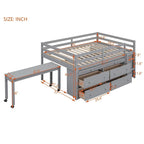 Lit mezzanine avec bureau rétractable et 4 tiroirs
