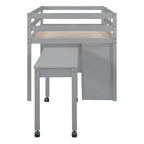 Lit mezzanine avec bureau rétractable et 4 tiroirs