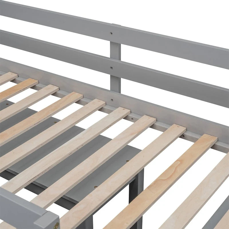 Lit mezzanine avec bureau rétractable et 4 tiroirs