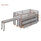 Lit mezzanine avec bureau rétractable et 4 tiroirs