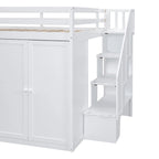Lit mezzanine en bois pleine taille avec armoires intégrées
