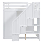 Lit mezzanine en bois pleine taille avec armoires intégrées