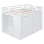 Lit mezzanine en bois pleine taille avec armoires intégrées