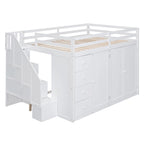 Lit mezzanine en bois pleine taille avec armoires intégrées
