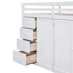 Lit mezzanine en bois pleine taille avec armoires intégrées