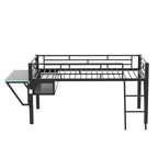 Lit superposé jumeau avec bureau escamotable, 4 tiroirs et étagères – Gain de place