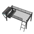 Lit superposé jumeau avec bureau escamotable, 4 tiroirs et étagères – Gain de place