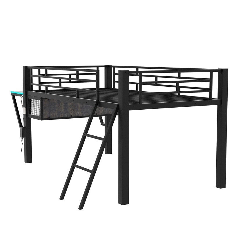 Lit superposé jumeau avec bureau escamotable, 4 tiroirs et étagères – Gain de place