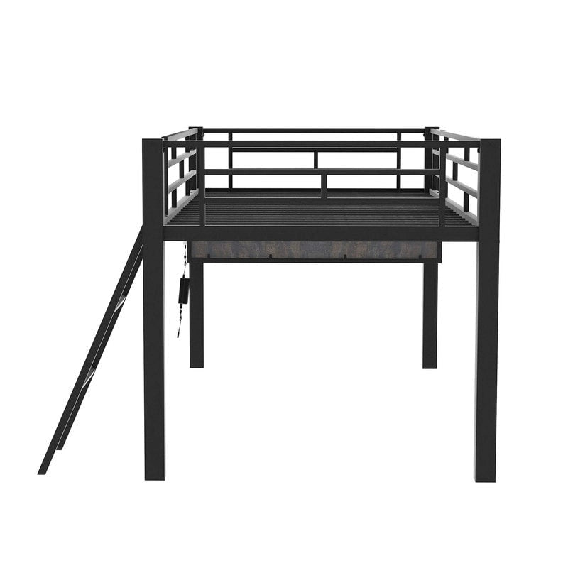 Lit superposé jumeau avec bureau escamotable, 4 tiroirs et étagères – Gain de place