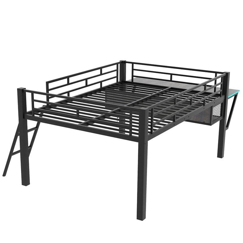 Lit superposé jumeau avec bureau escamotable, 4 tiroirs et étagères – Gain de place