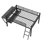 Lit superposé jumeau avec bureau escamotable, 4 tiroirs et étagères – Gain de place