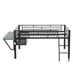 Lit superposé jumeau avec bureau escamotable, 4 tiroirs et étagères – Gain de place