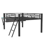 Lit superposé jumeau avec bureau escamotable, 4 tiroirs et étagères – Gain de place