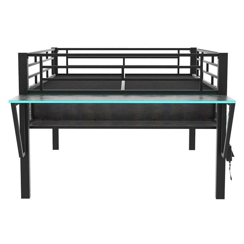 Lit superposé jumeau avec bureau escamotable, 4 tiroirs et étagères – Gain de place