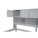 Lit mezzanine double en bois avec bureau et tiroirs intégrés