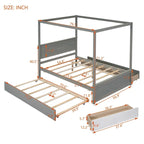 Lit à baldaquin complet en bois avec lit gigogne inclus pour un couchage supplémentaire
