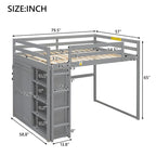 Lit mezzanine grand format moderne avec armoire intégrée et étagères de rangement