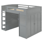 Lit mezzanine avec bureau, armoires, 4 tiroirs et 4 étagères